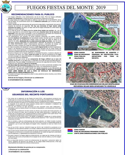Informacin para os usuarios do porto e o pblico no espectculo pirotcnico das Festas do Monte