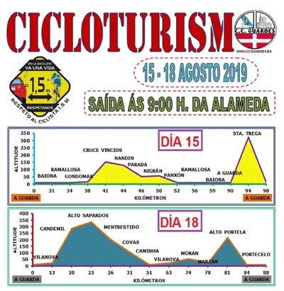 Salidas del Club Ciclista Guards para o 15 e 18 de agosto