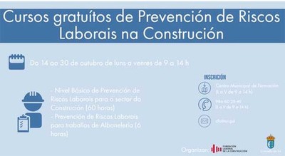 En outubro impartiranse en Tui dous cursos gratutos de prevencin de riscos laborais na construcinen Tui