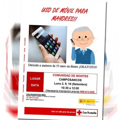 Cruz Roja en Baixo Mio organiza un taller de aprendizaje sobre telefona mvil para mayores en Camposancos