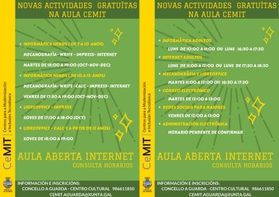  Programacin de cursos para nenos e adultos na  Aula CeMIT da Guarda ata fin de ano