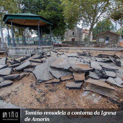 Tomio contina recuperando espazos  para as persoas coa remodelacin da contorna da Igrexa de Amorn