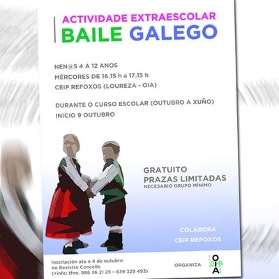 O Concello de Oia oferta un curso de baile galego como actividade extraescolar gratuta 