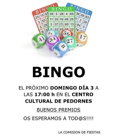 Bingo este domingo en Pedornes(Oia)