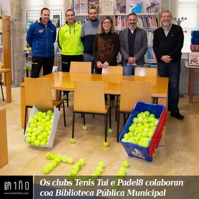 Os clubs Tenis Tui e Padel8 colaboran coa Biblioteca Pblica Municipal 