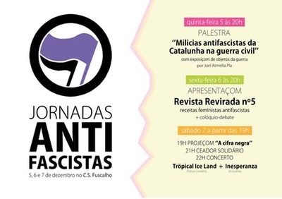 Jornadas Antifascistas do 5 ao 7 de decembro no CS Fuscalho da Guarda