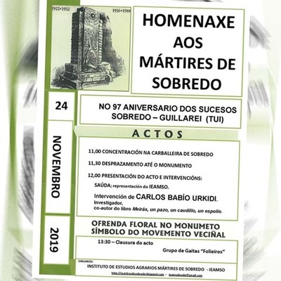  Conmemoracin dos Sucesos de Sobredo no seu 97 aniversario este domingo 24 de novembro en Sobredo  (Guillarei ? Tui)
