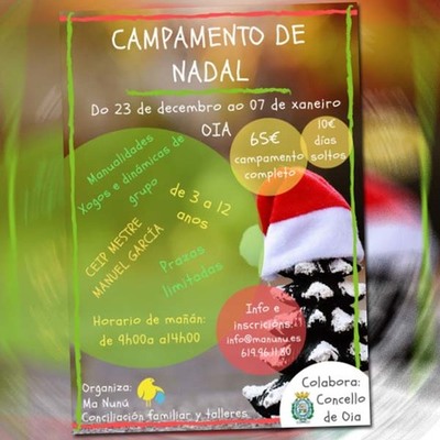Campamento de Nadal en Oia para nenos e nenas de 3 a 12 anos