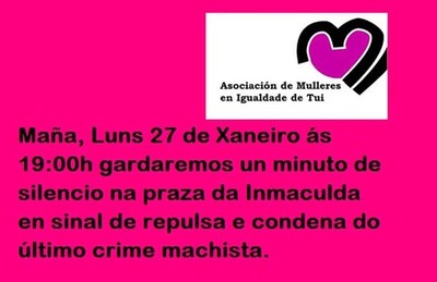 La Asociaci�n de Mulleres en Igualdade de Tui convoca un minuto de silencio 
