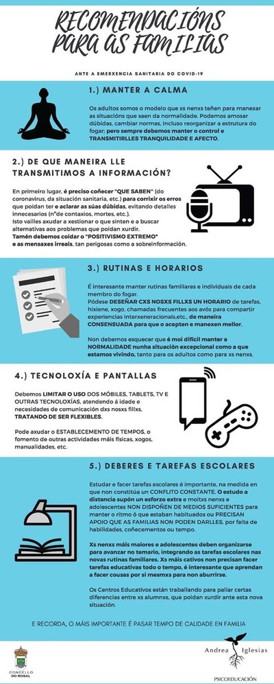 Cinco recomendacins para xestionar en familia este tempo de confinamento