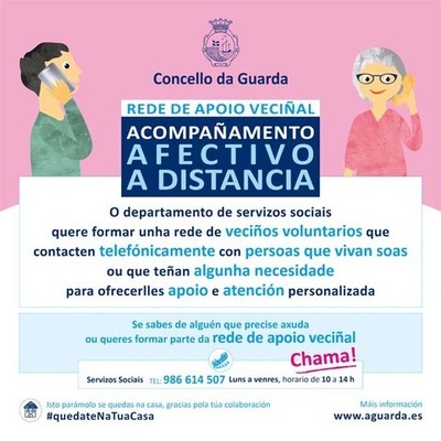 O Concello da Guarda crea unha Rede de apoio vecial de acompaamento afectivo a distancia