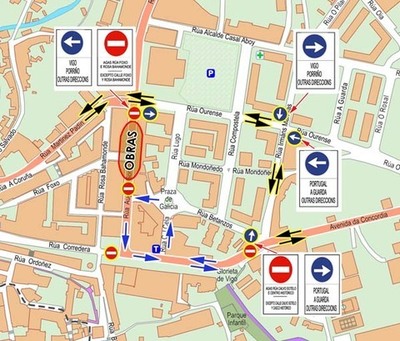 Este mrcores non se poder estacionar nin circular pola ra Augusto Gonzlez Besada de Tui
