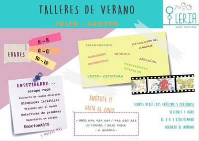 Gabinete de Logopedia y Pedagog�a Leria organiza Talleres de Verano en A Guarda