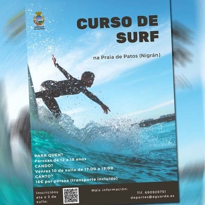Inscricins abertas para o Curso de Surf organizado polo Concello da Guarda