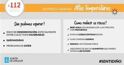 A Xunta activa a alerta laranxa por altas temperaturas nas zonas do Mio en Ourense e Pontevedra