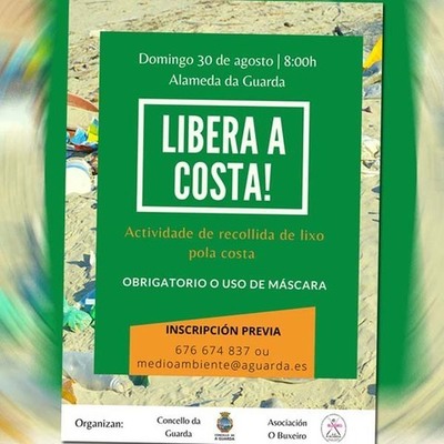 Gran recollida de plsticos o 30 de agosto na costa da Guarda