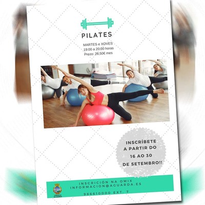 Apertura de inscricins para o Curso de Pilates curso 2020-2021 na Guarda