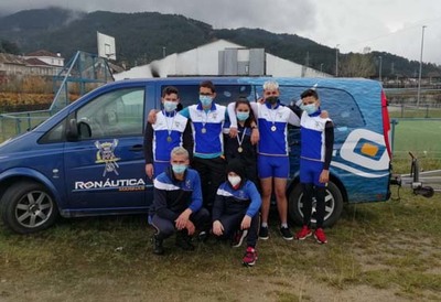 Tres medallas de Oro para el Club Remo Tui en el campeonato Gallego alevn e infantil