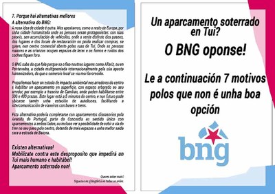 O BNG de Tui contina a campaa contra o aparcadoiro soterrado, informando ao comercio local