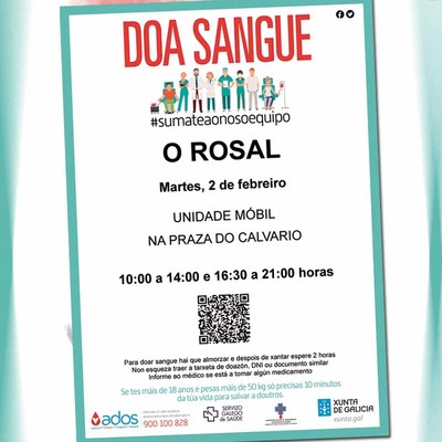 Unha unidade mbil de doazns de sangue visitar O Rosal o vindeiro 2 de febreiro