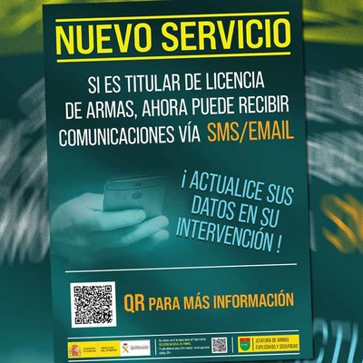 Las Intervenciones de Armas y Explosivos de la Guardia Civil comienzan a informar a los ciudadanos por email y SMS