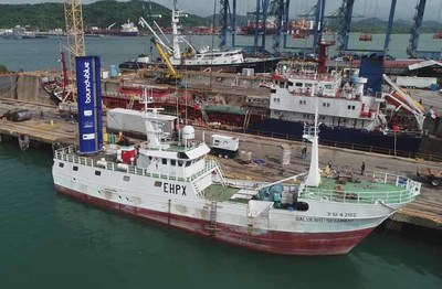 Balueiro Segundo, primer pesquero del mundo en usar un nuevo sistema de tecnologa de propulsin asistida por viento, de la empresa bound4blue