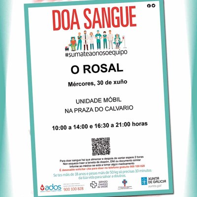 A unidade mbil de doazn de sangue estar no Rosal o vindeiro mrcores 30 de xuo