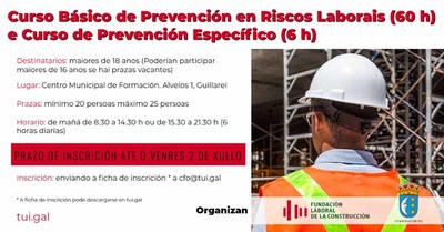 Este venres remata o prazo de inscricin nos cursos de Prevencin de Riscos Laborais na construcin en Tui