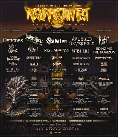 Resurrection Fest Estrella Galicia 2022 presenta cartel y promete la edicin ms grande de su historia con 5 das de duracin