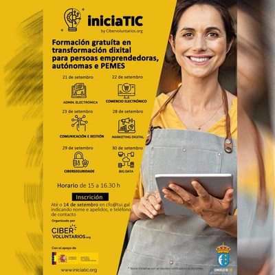 O proxecto IniciaTic impartir seis cursos sobre transformacin dixital e emprendemento para persoas emprendedoras, autnomas e PEMES en colaboracin co Concello de Tui