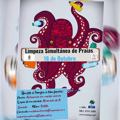 A Guarda participa na Limpeza Simultnea de praias convocada por ADEGA