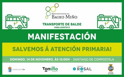 A Mancomunidade do Baixo Mio pon autobuses para acudir  manifestacin en defensa da sanidade pblica en Santiago o 14 de novembro