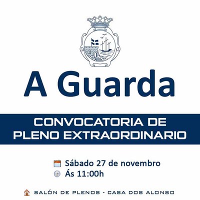 Convocatoria de Pleno Extraordinario o 27 de novembro na Guarda
