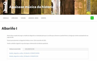 A web do Concello de Oia incorpora un apartado especfico sobre o parque elico Albario I 