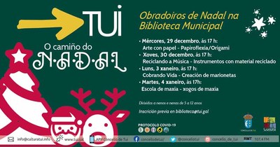 Obradoiros de Nadal para nenos e nenas de 5 a 12 anos na Biblioteca Municipal