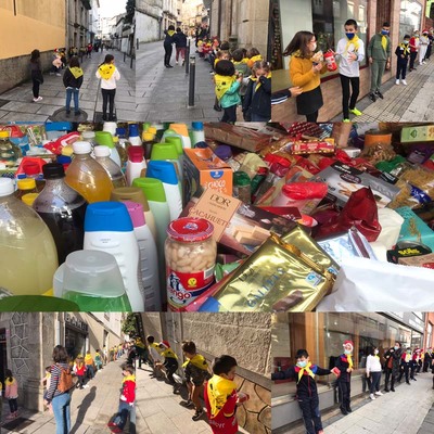 Cadena humana para repartir ms de una tonelada de alimentos en A Guarda