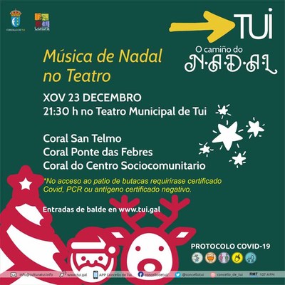 As corais tudenses San Telmo, Ponte das Febres e do Centro Sociocomunitario ofrecen o concerto de Nadal no Teatro Municipal