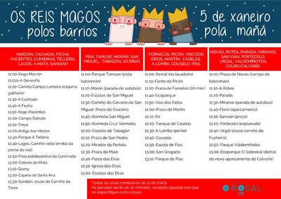 Os Reis Magos visitarn o mrcores 5 de xaneiro todos os barrios do Rosal -ACTUALIZACION-