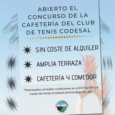  Abierto el plazo de presentacin al concurso de la cafetera del Club de Tenis Codesal