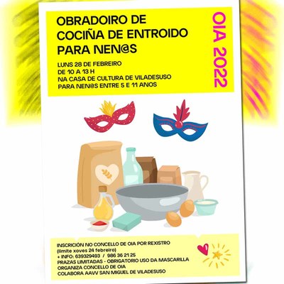 Obradoiro infantil de cocia de entroido o prximo luns en Viladesuso