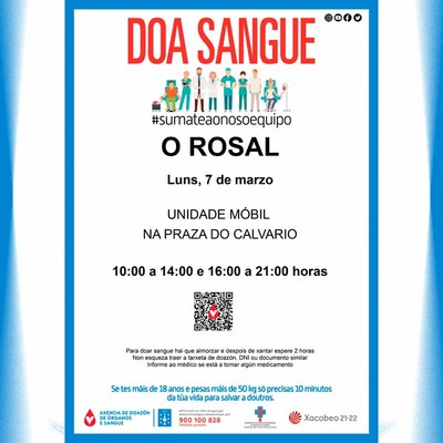 Unha unidade mbil de doazn de sangue visita O Rosal o luns 7 de marzo
