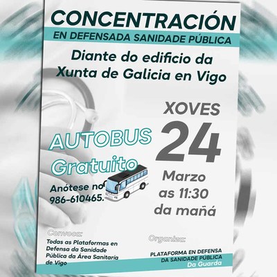 A Plataforma en defensa da sanidade pblica da Guarda chama a participar na concentracin do da 24 en Vigo