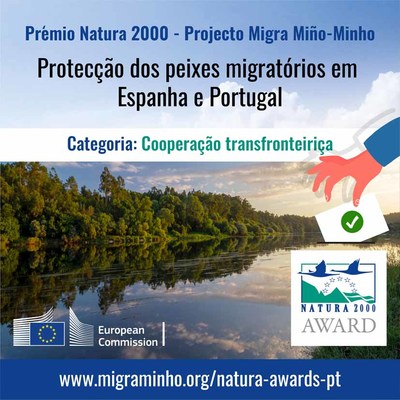 Projeto Migra Mio-Minho  finalista do prmio natura 2000 da Comissao Europeia