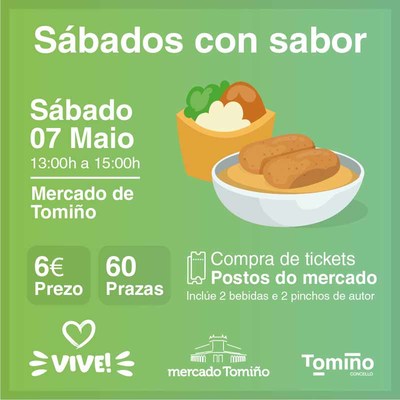  venda os tckets para participar nunha nova sesin dos sbados con sabor no Mercado
