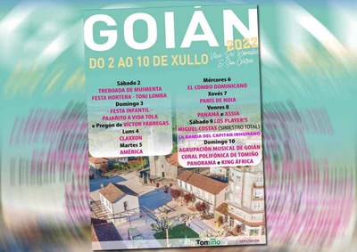 Goin acolle do 2 ao 10 de xullo as Festas da Virxe dos Remedios e San Cristovo 2022