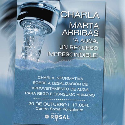 A auga e o seu aproveitamento, a debate este xoves no Rosal 