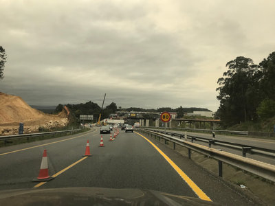 Corte en la A55 la noche de este mircoles en el polgono de Areas con motivo de obras