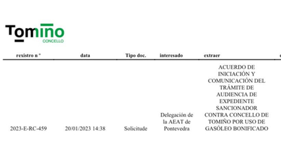 El Concello de Tomio se enfrenta a un expediente sancionador por el supuesto uso fraudulento de Gasleo B en el parque mvil municipal