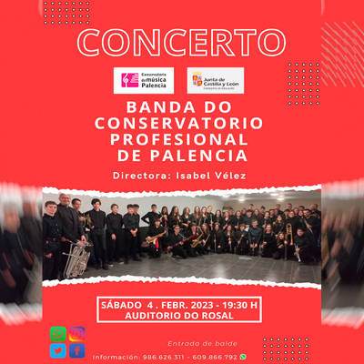 La Banda del Conservatorio Profesional de Palencia ofrece un concierto en O Rosal