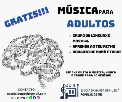 La Escuela de la Banda de Msica Popular de Tui abre la inscripcin de sus cursos de lenguaje musical para adultos